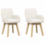 vidaXL Otočné jedálenské stoličky 2 pcs Bouclé Krémová 54 x 58 x 87 cm – Obrázok 2
