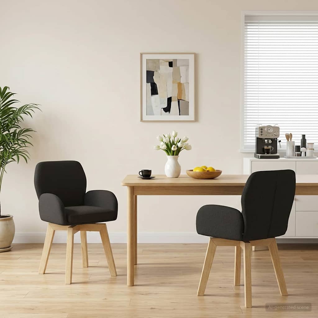42034334_1.jpg vidaXL Otočné jedálenské stoličky 2 pcs Bouclé Čierna 54 x 58 x 87 cm – Obrázok 1