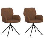 vidaXL Otočné jedálenské stoličky 2 pcs Faux semišová koža Hnedá – Obrázok 2