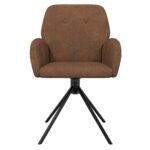 vidaXL Otočné jedálenské stoličky 2 pcs Faux semišová koža Hnedá – Obrázok 3