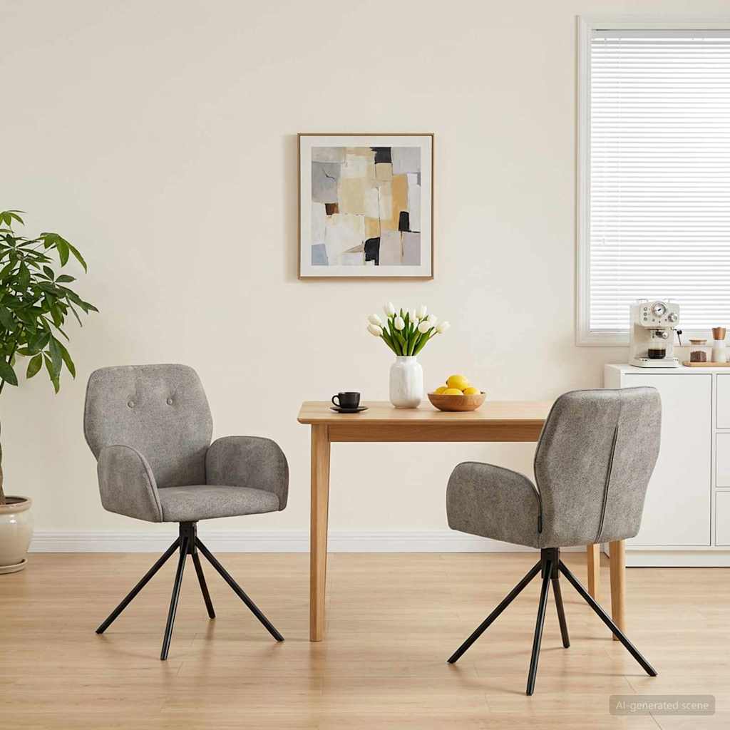 42034355_1.jpg vidaXL Otočné jedálenské stoličky 2 pcs Faux semišová koža Svetlosivá – Obrázok 1
