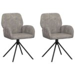 vidaXL Otočné jedálenské stoličky 2 pcs Faux semišová koža Svetlosivá – Obrázok 2