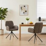 vidaXL Otočné jedálenské stoličky 2 pcs Faux semišová koža Tmavosivá