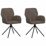 vidaXL Otočné jedálenské stoličky 2 pcs Faux semišová koža Tmavosivá – Obrázok 2