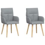 vidaXL Jedálenské stoličky 2 pcs Látka Svetlosivá 60 x 56 x 96 cm – Obrázok 2