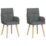 vidaXL Jedálenské stoličky 2 pcs Látka Tmavosivá 60 x 56 x 96 cm – Obrázok 2