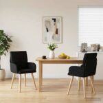 vidaXL Jedálenské stoličky 2 pcs Látka Čierna 60 x 56 x 96 cm