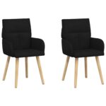 vidaXL Jedálenské stoličky 2 pcs Látka Čierna 60 x 56 x 96 cm – Obrázok 2