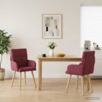 vidaXL Jedálenské stoličky 2 pcs Látka Víno červené 60 x 56 x 96 cm