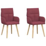 vidaXL Jedálenské stoličky 2 pcs Látka Víno červené 60 x 56 x 96 cm – Obrázok 2