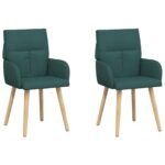 vidaXL Jedálenské stoličky 2 pcs Látka Tmavozelená 60 x 56 x 96 cm – Obrázok 2