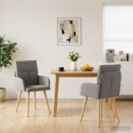 vidaXL Jedálenské stoličky 2 pcs Látka Sivohnedá 60 x 56 x 96 cm