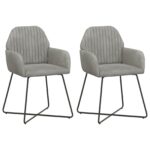 vidaXL Jedálenské stoličky 2 pcs Zamat Svetlosivá 55 x 50 x 84 cm – Obrázok 2