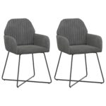 vidaXL Jedálenské stoličky 2 pcs Zamat Tmavosivá 55 x 50 x 84 cm – Obrázok 2