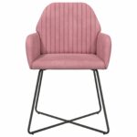 vidaXL Jedálenské stoličky 2 pcs Zamat Ružová 55 x 50 x 84 cm – Obrázok 3