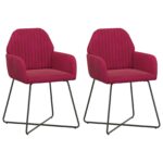 vidaXL Jedálenské stoličky 2 pcs Zamat Víno červené 55 x 50 x 84 cm – Obrázok 2
