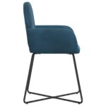 vidaXL Jedálenské stoličky 2 pcs Zamat Modrá 55 x 50 x 84 cm – Obrázok 4