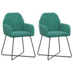 vidaXL Jedálenské stoličky 2 pcs Zamat Tyrkysová 55 x 50 x 84 cm – Obrázok 2