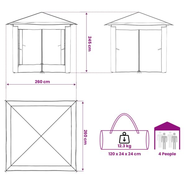 vidaXL Záhradka so 4 bočnými stenami 2,6 x 2,6 m – Obrázok 13
