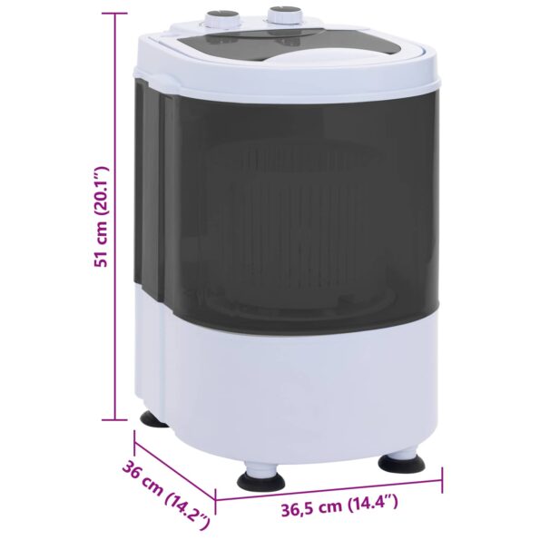 vidaXL Mini práčka s jednou nádobou 2,6 kg Čierna a biela – Obrázok 10