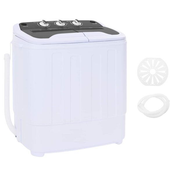 vidaXL Mini práčka s dvojitým bubnom 3,6 kg Čierna a biela – Obrázok 2