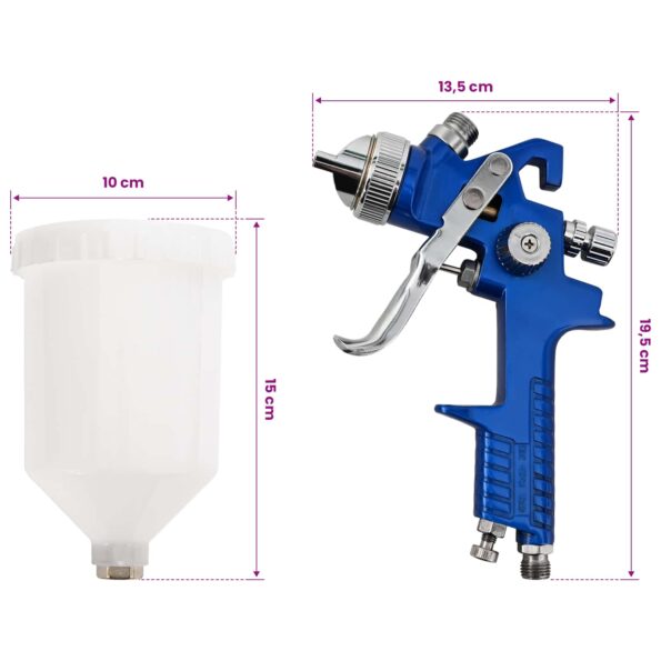 vidaXL HVLP striekací set s 600 ml pohárom 1,3/1,7/2,0 mm trysky – Obrázok 7
