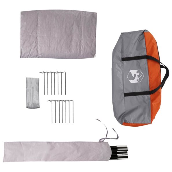 vidaXL 3 osoba Šedá a oranžová 185T Polyester s PU náterom – Obrázok 9