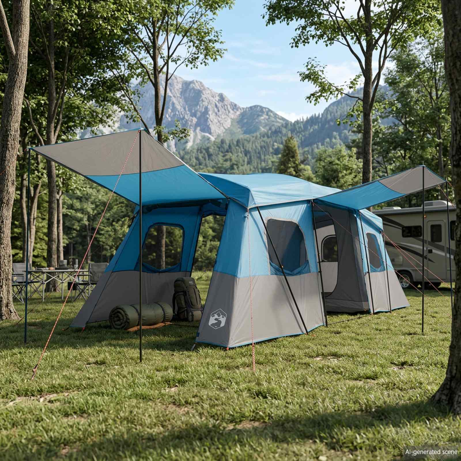 42042275_1.jpg vidaXL 3 osoba Pre 3 osoby Modrá 185T Polyester s PU náterom – Obrázok 1