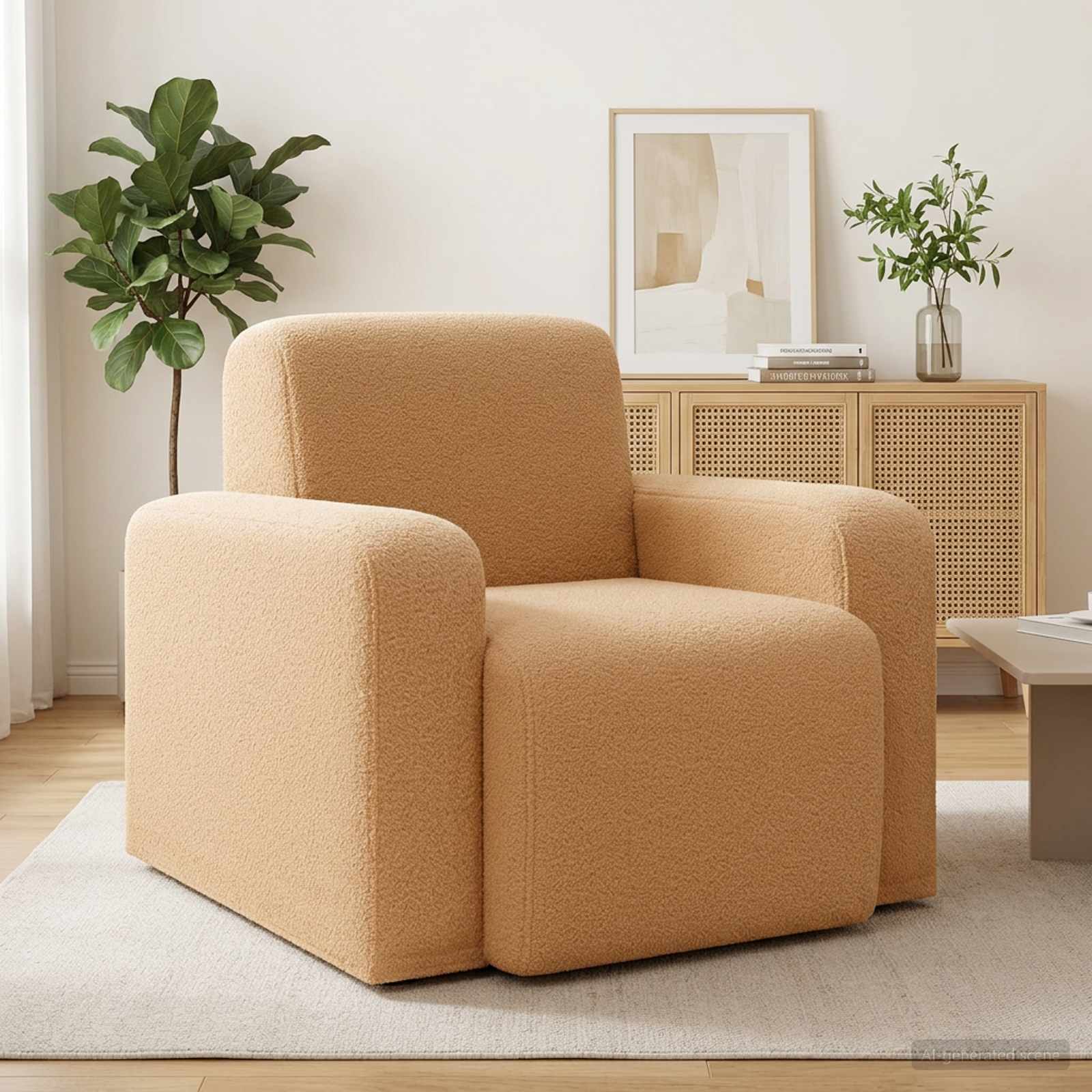 42042453_1.jpg vidaXL Kreslo Béžová Bouclé – Obrázok 1