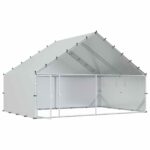 vidaXL Kurník so strechou Strieborná 300 x 200 x 190 cm – Obrázok 9