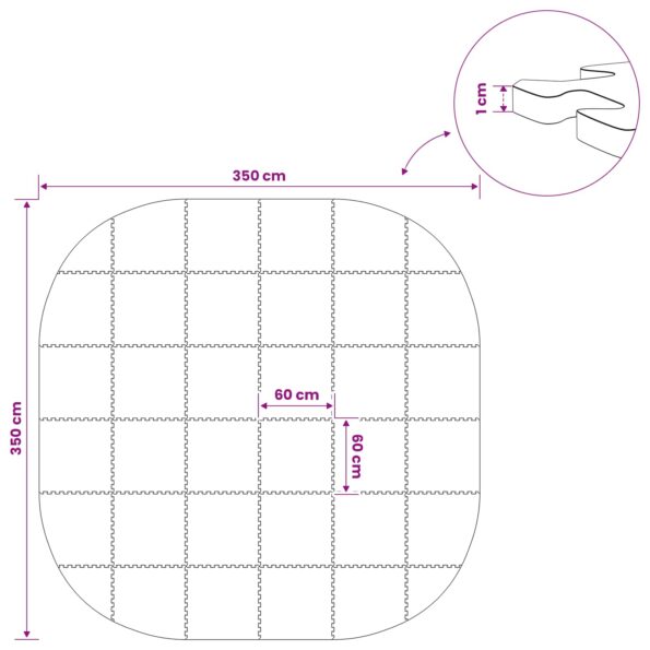 vidaXL Podložka pod bazén 36 ks Ø 350 cm Okrúhly EVA pena Sivá – Obrázok 8