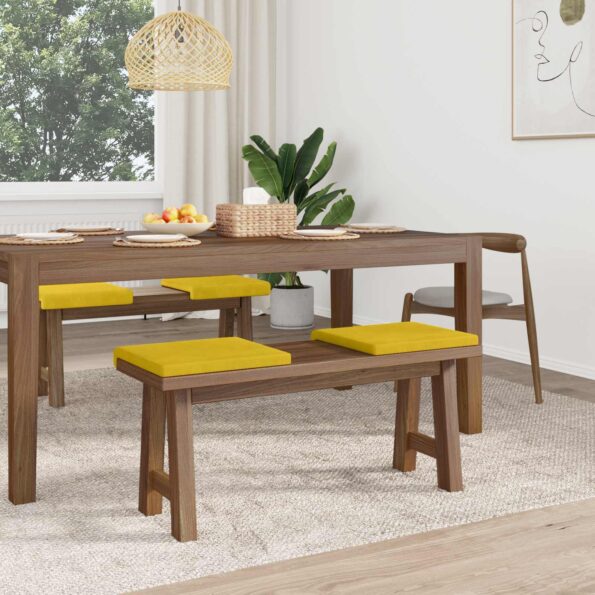 vidaXL Vankúš na lavičku 4 ks Zamat Žltá Hĺbka 35 cm – Obrázok 3