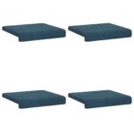 vidaXL Vankúš na lavičku 4 ks Zamat Modrá Hĺbka 35 cm – Obrázok 6