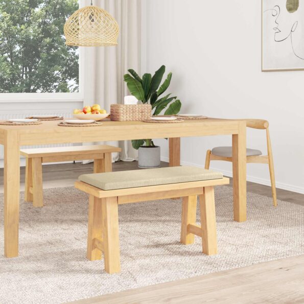 vidaXL Vankúš na lavičku Látka Krémová Hĺbka 35 cm – Obrázok 3