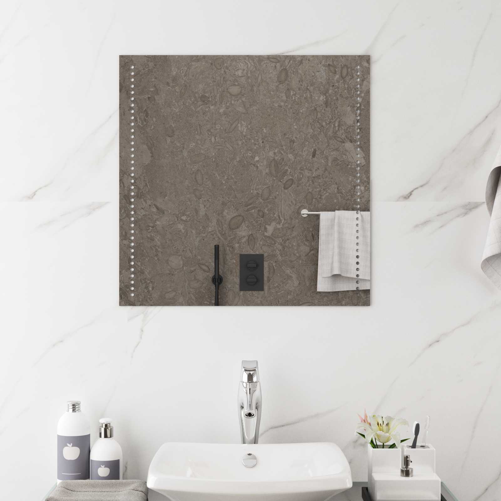 42045771_1.jpg vidaXL Zrkadlo do kúpeľne s LED Priehľadná 60 x 60 cm tvrdené sklo – Obrázok 1