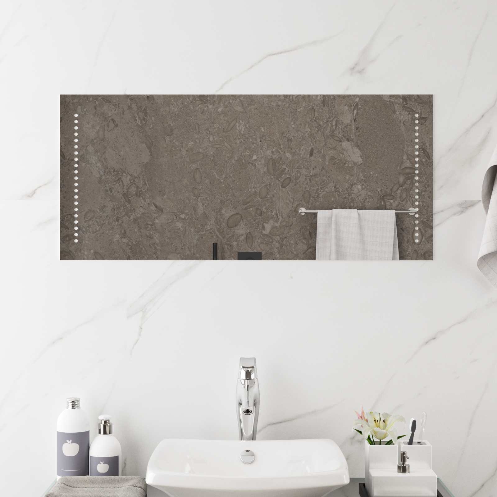 42045781_1.jpg vidaXL Zrkadlo do kúpeľne s LED Priehľadná 90 x 40 cm tvrdené sklo – Obrázok 1
