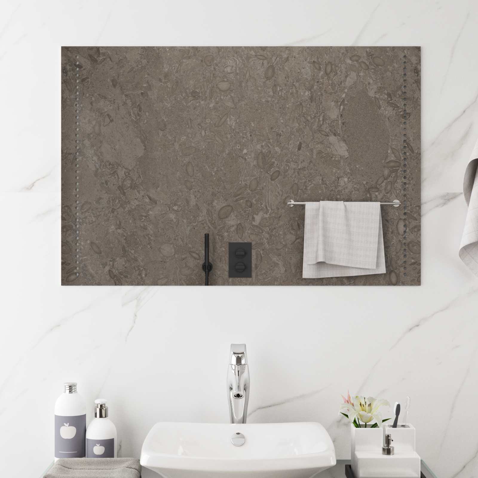 42045783_1.jpg vidaXL Zrkadlo do kúpeľne s LED Priehľadná 90 x 60 cm tvrdené sklo – Obrázok 1