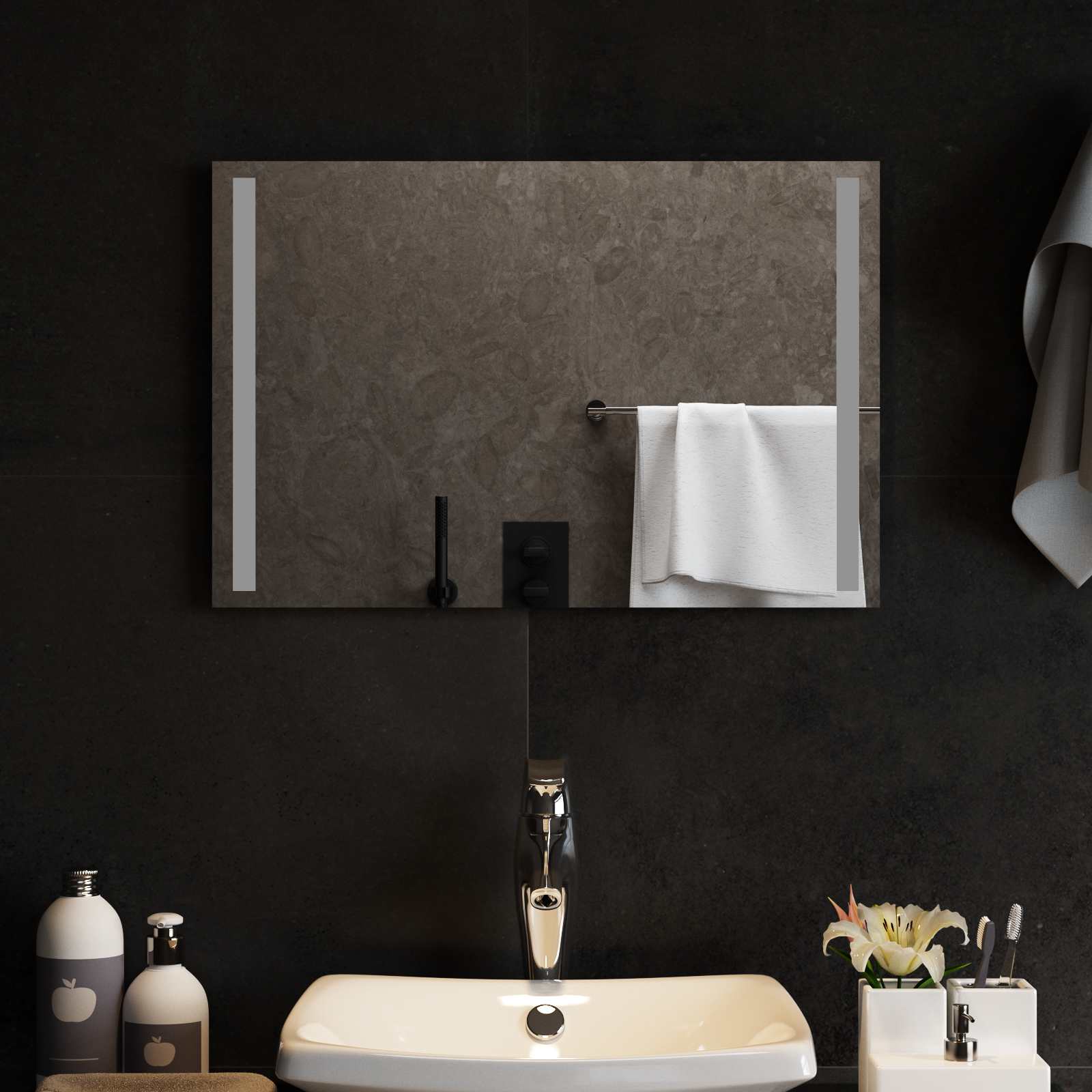 42045794_1.jpg vidaXL Zrkadlo do kúpeľne s LED Priehľadná 60 x 40 cm tvrdené sklo – Obrázok 1