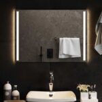 vidaXL Zrkadlo do kúpeľne s LED Priehľadná 70 x 50 cm tvrdené sklo – Obrázok 3