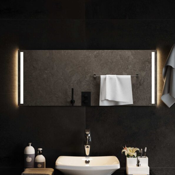 vidaXL Zrkadlo do kúpeľne s LED Priehľadná 100 x 40 cm tvrdené sklo – Obrázok 3