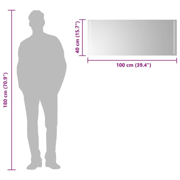 vidaXL Zrkadlo do kúpeľne s LED Priehľadná 100 x 40 cm tvrdené sklo – Obrázok 6