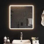 vidaXL Zrkadlo do kúpeľne s LED Priehľadná 60 x 60 cm tvrdené sklo – Obrázok 3