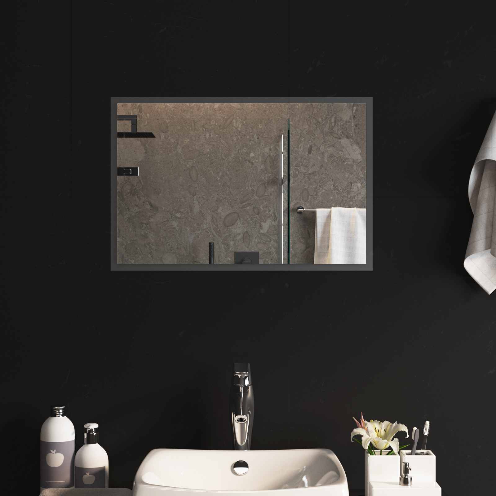 42045813_1.jpg vidaXL Zrkadlo do kúpeľne s LED Priehľadná 60 x 40 cm tvrdené sklo – Obrázok 1