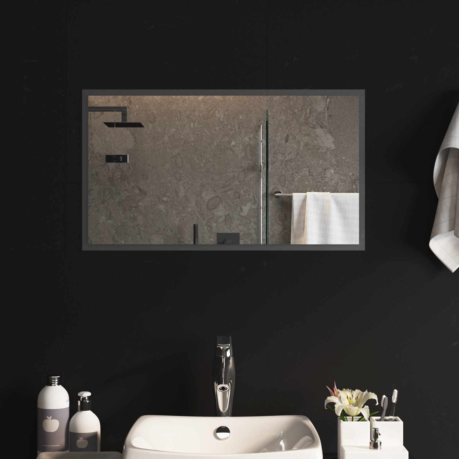 42045814_1.jpg vidaXL Zrkadlo do kúpeľne s LED Priehľadná 70 x 40 cm tvrdené sklo – Obrázok 1