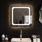 vidaXL Zrkadlo do kúpeľne s LED Priehľadná 50 x 50 cm tvrdené sklo – Obrázok 3