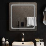 vidaXL Zrkadlo do kúpeľne s LED Priehľadná 60 x 60 cm tvrdené sklo