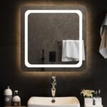 vidaXL Zrkadlo do kúpeľne s LED Priehľadná 60 x 60 cm tvrdené sklo – Obrázok 3
