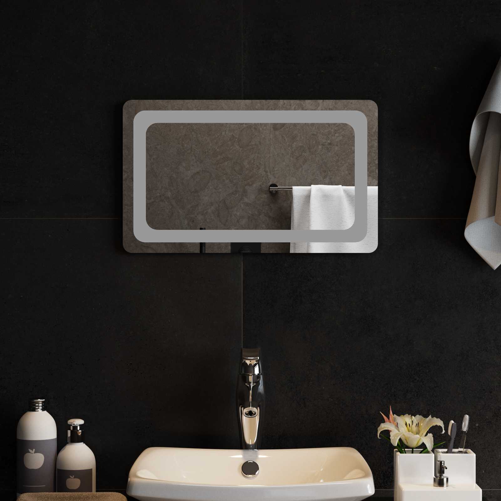42045830_1.jpg vidaXL Zrkadlo do kúpeľne s LED Priehľadná 50 x 30 cm tvrdené sklo – Obrázok 1