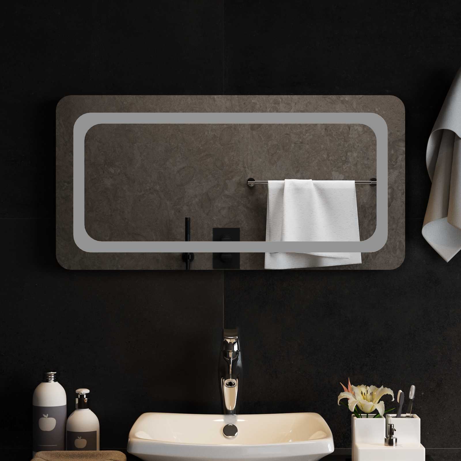 42045835_1.jpg vidaXL Zrkadlo do kúpeľne s LED Priehľadná 80 x 40 cm tvrdené sklo – Obrázok 1