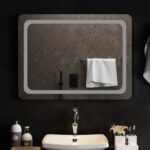 vidaXL Zrkadlo do kúpeľne s LED Priehľadná 80 x 60 cm tvrdené sklo